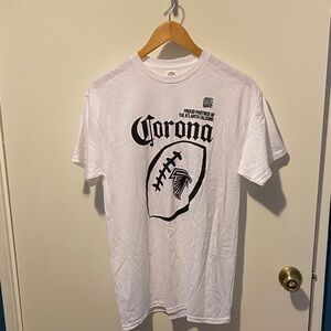 Corona White Tee with Black Sports Graphic